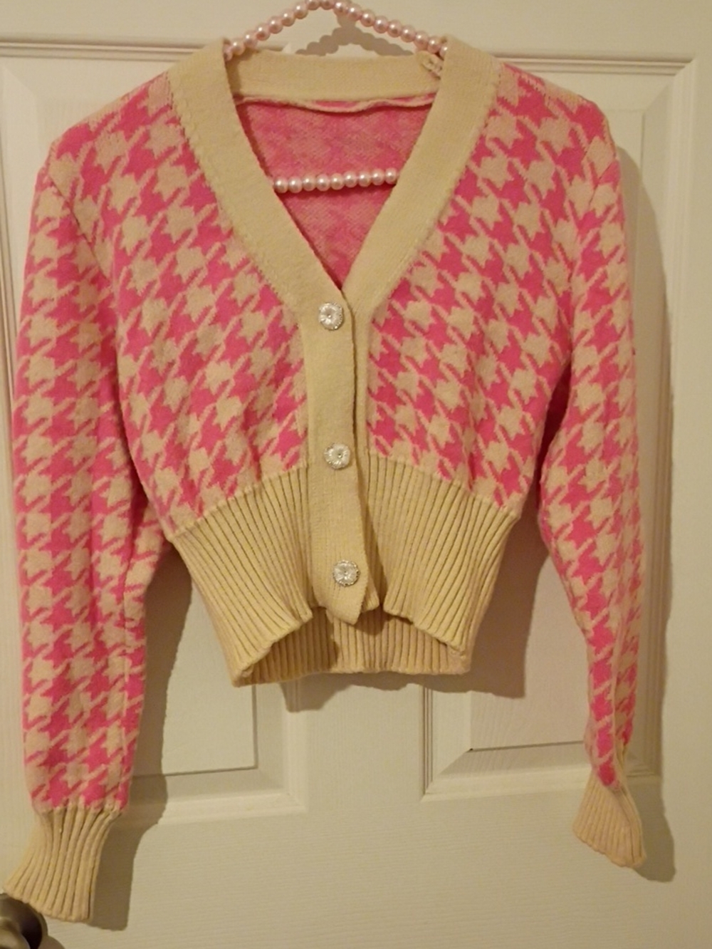 Pink And Tan Crop Sweater